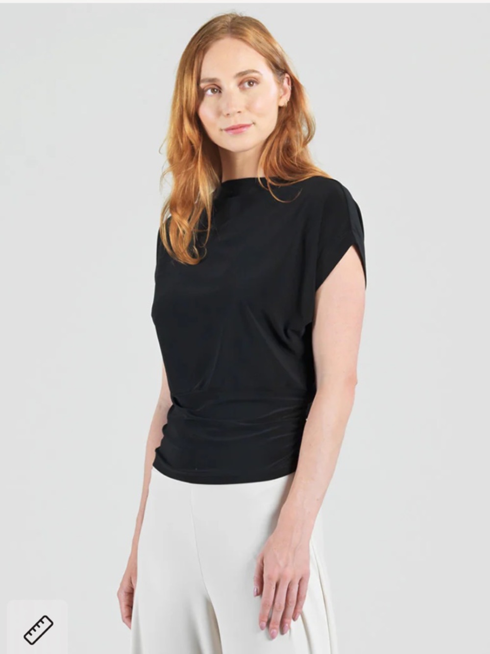 Clara Sunwoo cap sleeve rushed black blouse size Medium NEW